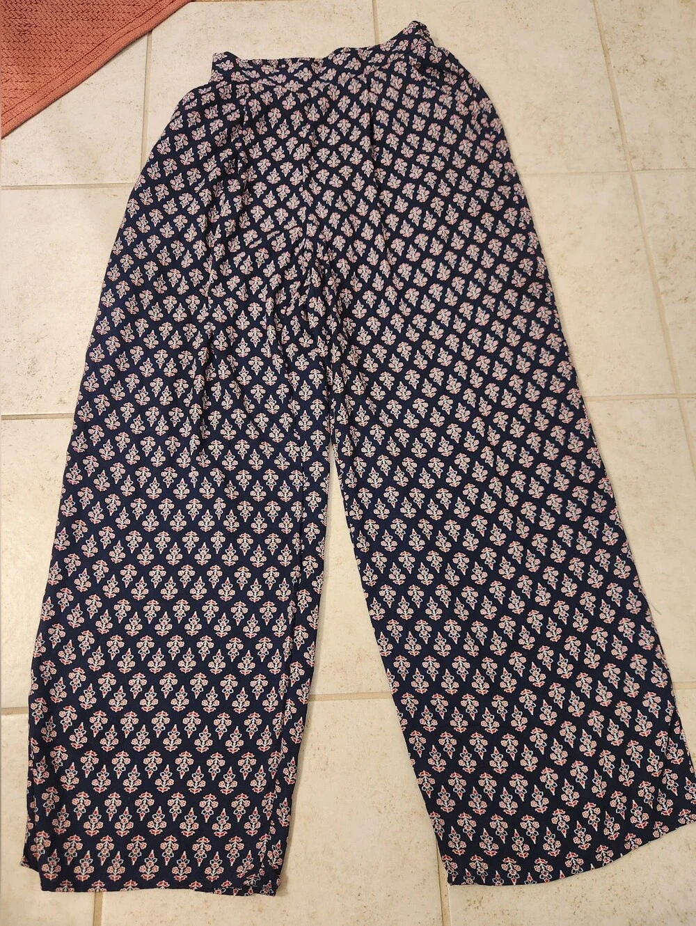 Band Of Gypsies Wide Leg Casual High Rise Boho Pants Blue Palazzo‎ Size S #1399